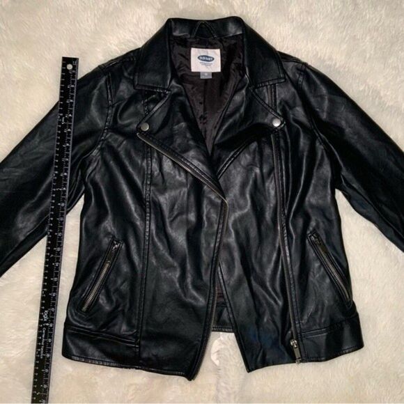 XS Old Navy Vegan Faux Leather Zip up Black Jacket - Picture 1 of 14